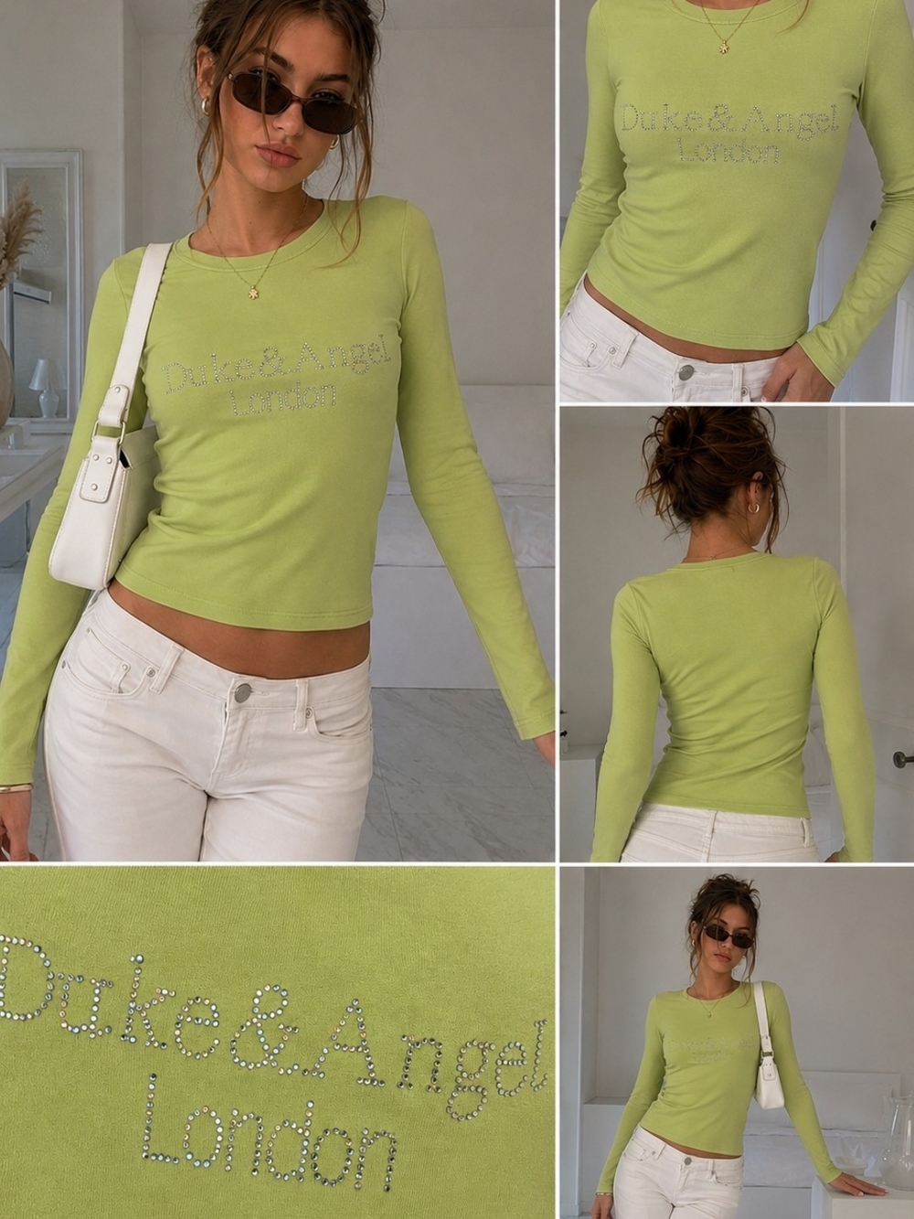 Y2K Dolce & Gabbana London Mcbling Rhinestone Lime Green Tank Top